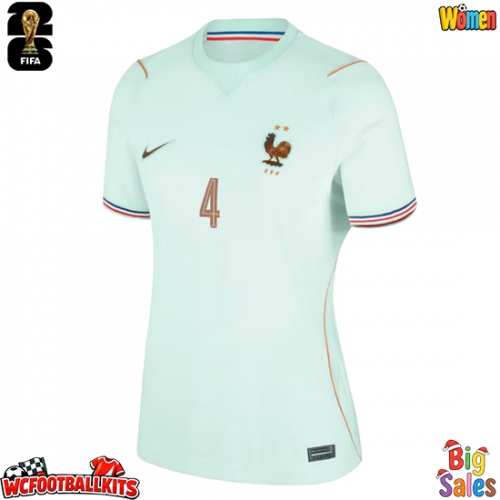 France Dayot Upamecano #4 Replica Away Stadium Shirt for Women World Cup 2026 Short Sleeve